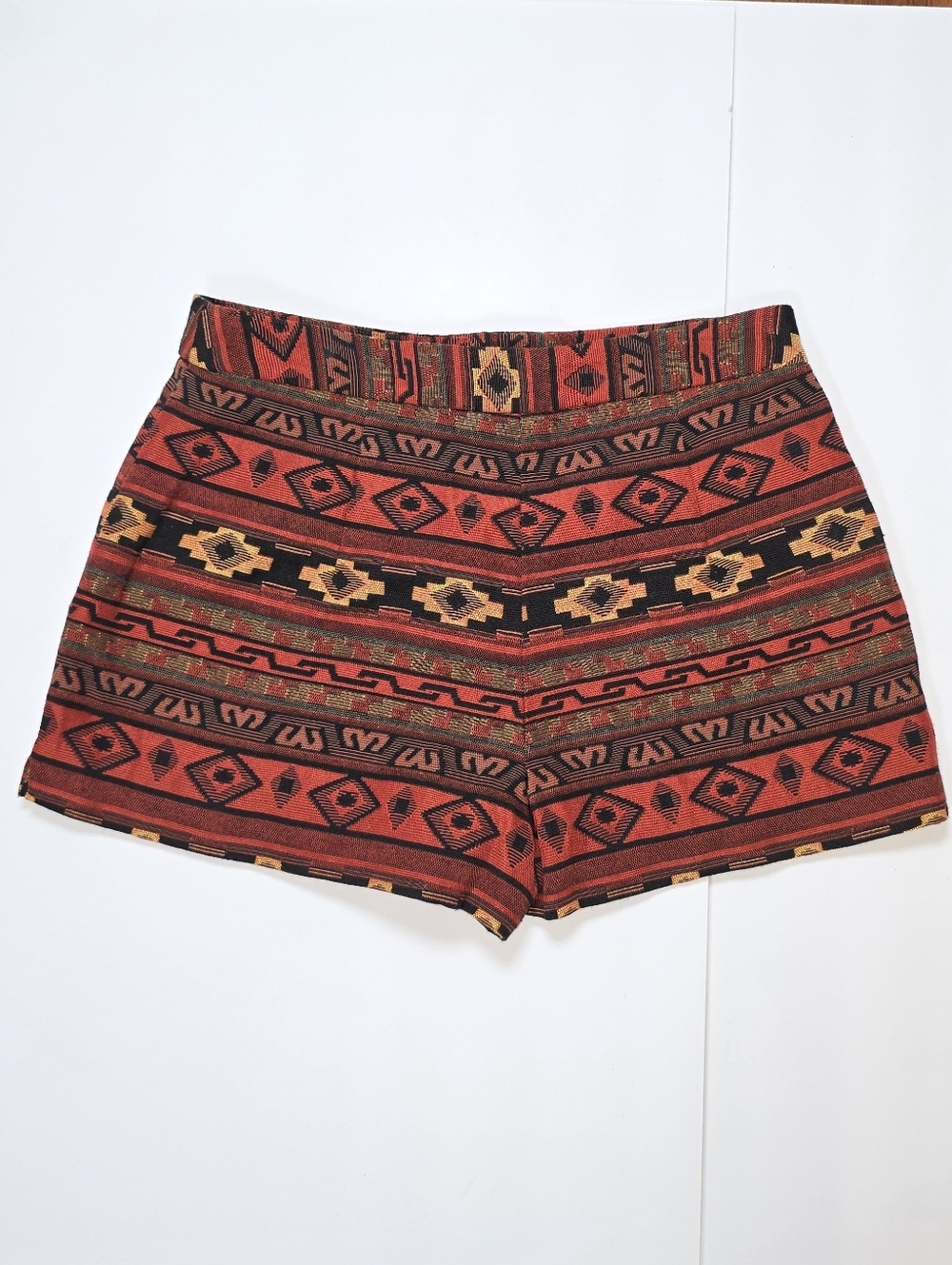 BCBGeneration Red Geometric Aztec Tapestry Shorts High Rise Southwestern Boho 6 - Picture 4 of 11